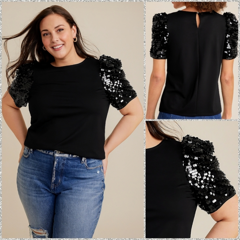 Maurices, Nwot, Plus Size, Edgely, Sequin, Puff S… - image 1